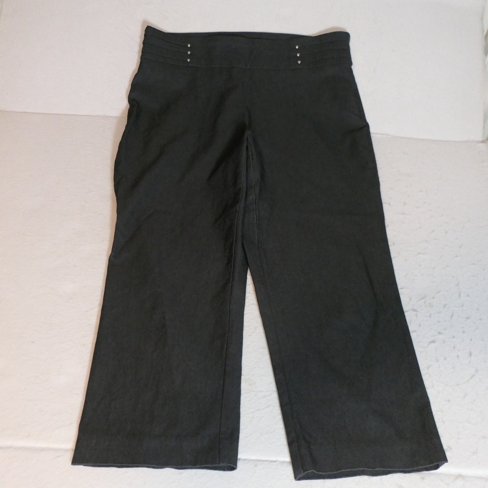 JM Collection Women Capri Pants M Gray Stretch Studded Clean Girl Neutral Career